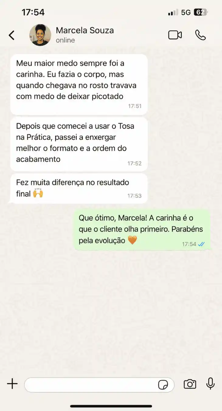 Depoimento de Marcela Souza via WhatsApp